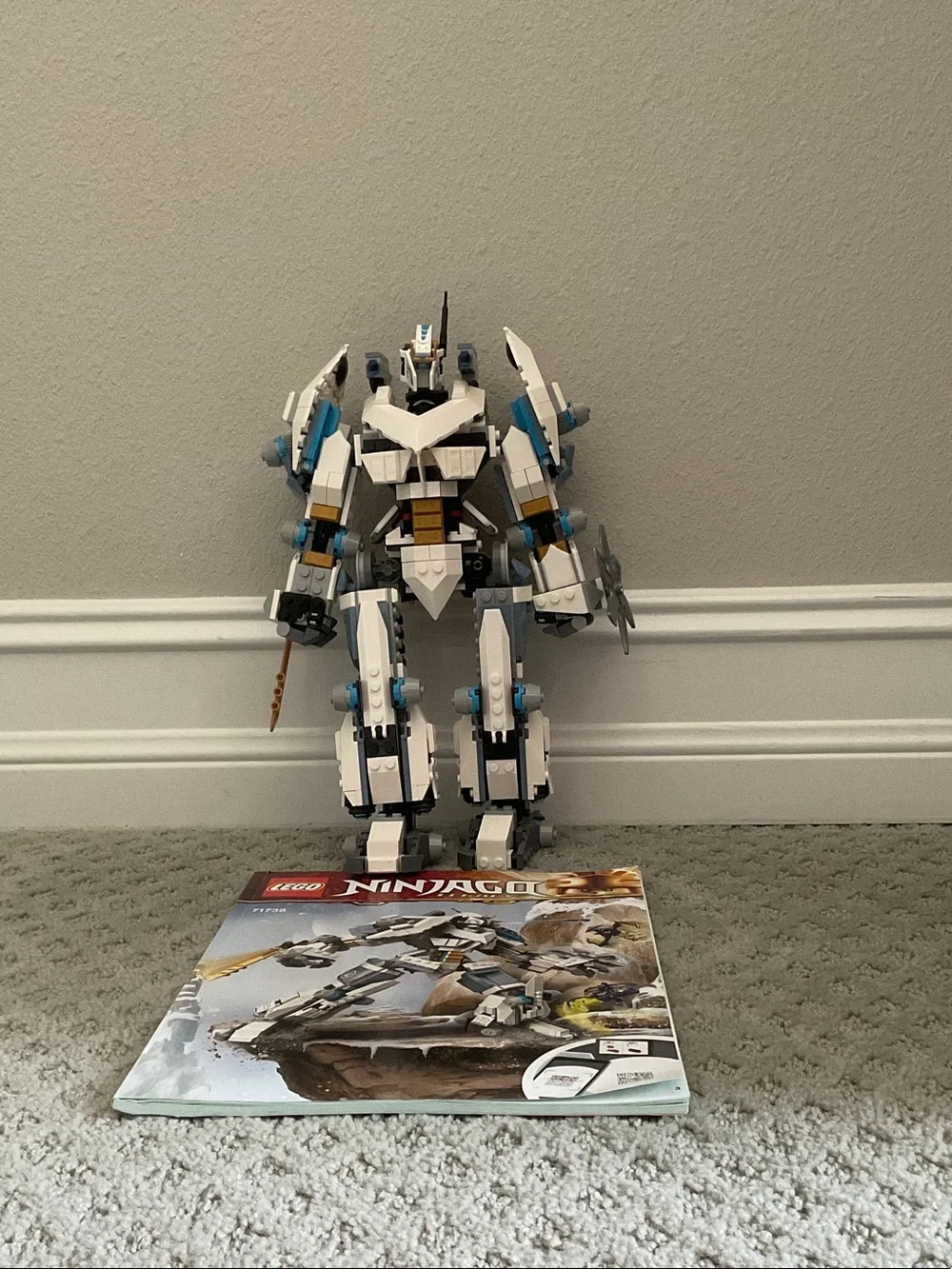 Lego White and Blue Ninjago Mech Robot Buildable Figure